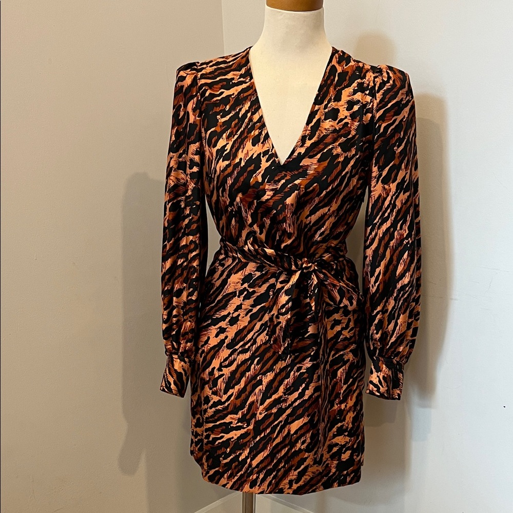 Stylish Long Sleeve Animal Print Dress